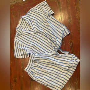 Ava&Viv blue striped linen set